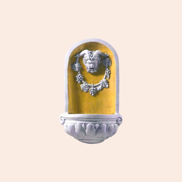 WALL FOUNTAIN WITH HEAD IN YELLOW AND WHITE